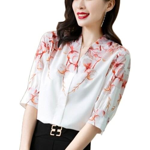 Women Spring Autumn Style Blouses Tops Lady Casual Half Sleeve V-Neck Blusas Tops DD9161