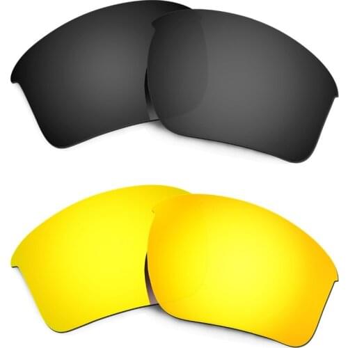 HKUCO For Half Jacket 2.0 XL Sunglasses Black/24K Gold 2 Pairs Replacement Lenses