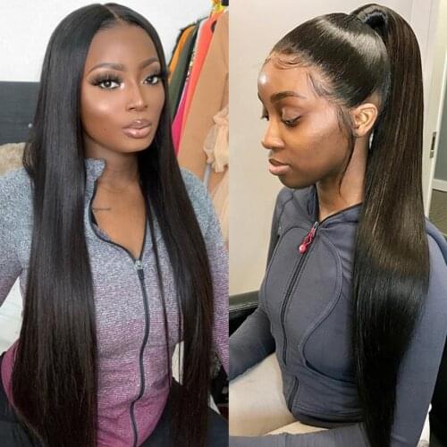 36Inch Long Brazilian Straight Closure Wig 100% Virgin Human Hair Wigs For Black Women Human Hair Wigs Bone Straight 150 Density