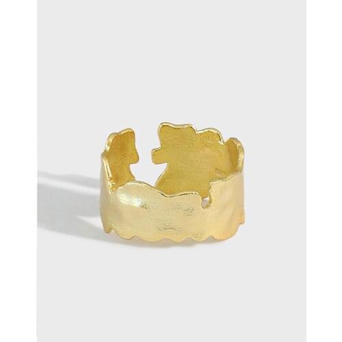 YPAY 100% Genuine 925 Sterling Silver Open Rings for Women Korea INS Irregular Finger Bague Jewelry YMR1143