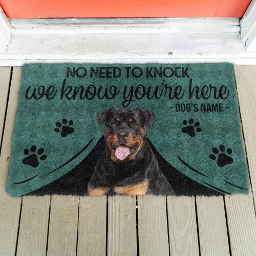 CLOOCL Please Remenber Rottweiler We Know Your Here Doormat 3D Print Animal Cat Floor Door Mat Non-Slip Soft Flannel Carpet