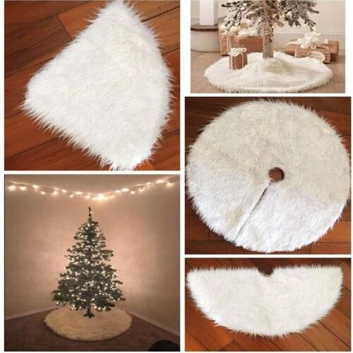 Creative White Plush Christmas Tree Skirts Fur Carpet Xmas Decoration New Year Home Outdoor Decor Event Party Tree Skirts