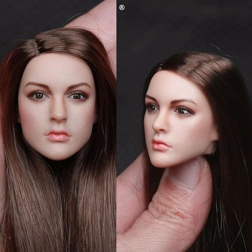 KT005 1/6 Female Head Sculpt Black Long Hair European Beauty Model Toys For 12 Inches Action Figure Body