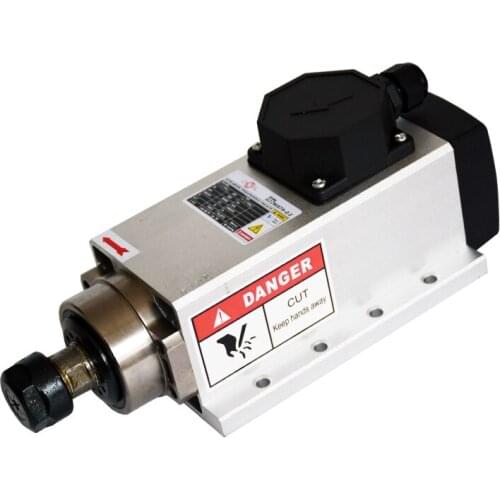 Square 2.2kw Quanlity Air cooled spindle motor, 220V ER20 runout-off 0.01mm, 4 Ceramic bearing,Engraving milling spindle