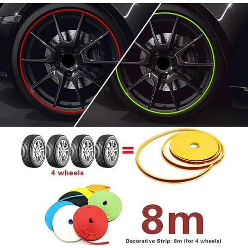 8M / Roll Rim blades Car Vehicle Color Wheel Rims Protectors Decor Strip Tire Guard Line Rubber Mounding Trim Tire Guard Line