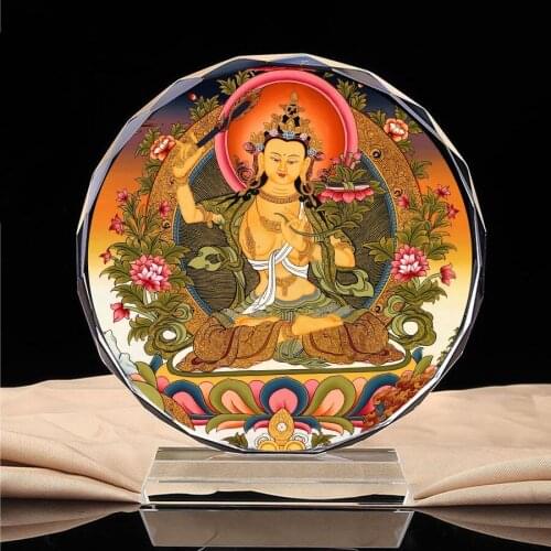 Manjusri Bodhisattva Buddha, home worship, Kaiguang Buddha, Tantric Thangka crystal platform gifts