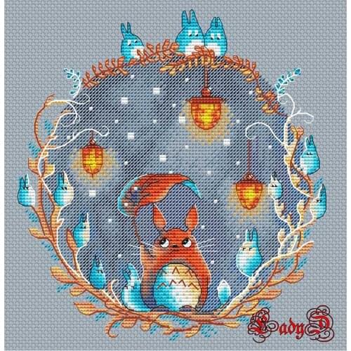My Neighbor Totoro 10 Winter Night Counted Cross Stitch 11CT 14CT DIY Chinese Cross Stitch Kits Embroidery Needlework Sets