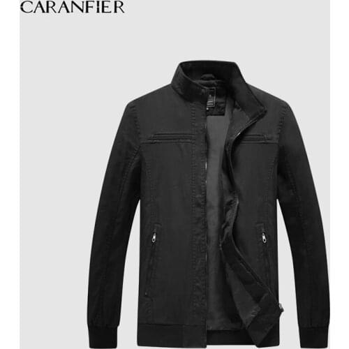 CARANFIER 2018 New Jacket Men Coat Army Mens Pilot Jackets Autumn Cotton Blend Zipper Warm Coat Jacket Outwear Big Size XL-5XL