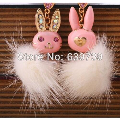 Bulk Price Cute Downy Earring Rabbit Ear Tag