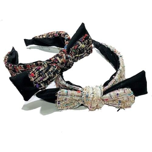12PCS Original Large Bow Hair Band Girl High-end Silk Hair Ring Knotted Hair Accessories Fashion Tweed Headband Hair Hoop
