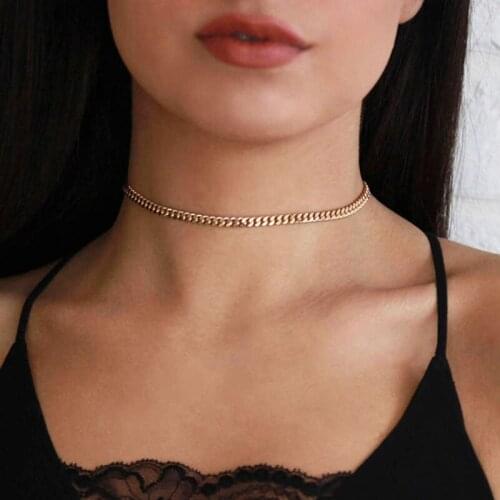 Simple Delicate Naked Thick Chain Choker Necklace for Women Ladies Vintage Geometric Neck Chocker Necklace Jewelry Kolye YN1491
