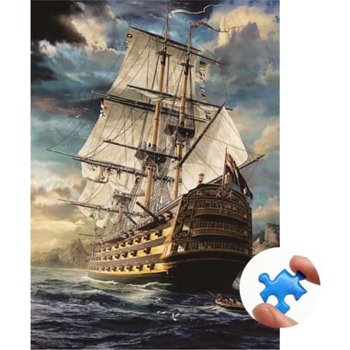 Jigsaw Puzzle 1000 Pieces Decompression Hand Assembled Educational Toys for Children Adults Kids Birthday Gift Pirate Ship