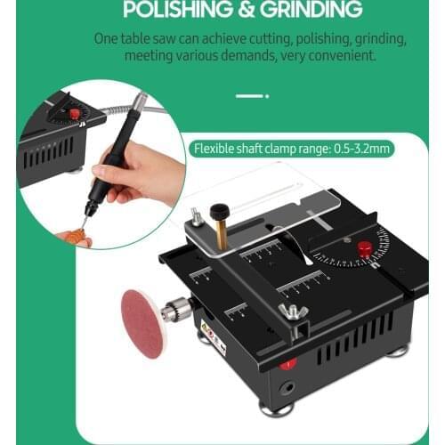 100W Multi-Functional Table Saw Mini Desktop Electric Saw Cutter Speed & Angle Adjustable Liftable Blade 16MM Cutting Depth