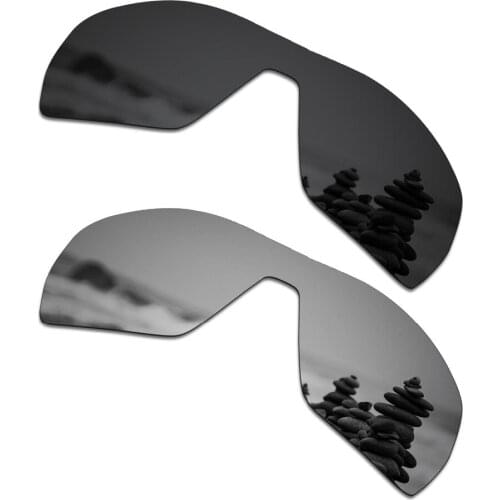 SmartVLT 2 Pieces Polarized Sunglasses Replacement Lenses for Oakley Offshoot Stealth Black and Silver Titanium