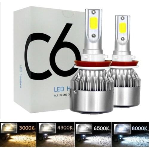 Super bright Auto H7 H11 LED Car Headlight 9006 H1 H3 9005 880 881 H27 H4 LED Dual Color Headlight Kit 3000K 6000K 4300K 8000K