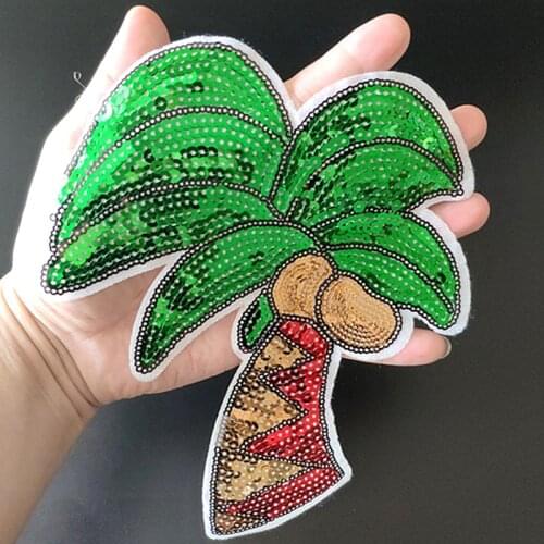 Large Cocotier Iron On Patches For Clothing Sequins 22CM Biker Badge Embroidery Sequined Patch Clothes Stickers Strange things