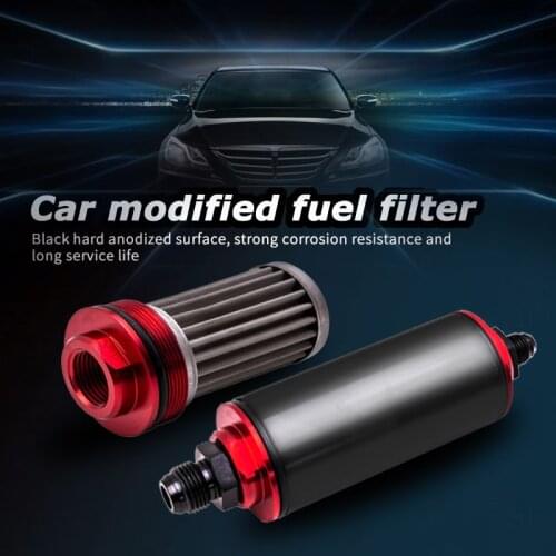 High Flow Racing Inline Fuel Filter 100 Micron Cleanable 2X 6AN 8AN 10AN Adapter