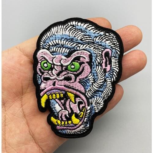 Chimpanzee monkey Embroidered patch Iron On Clothes For Clothing Sticker Wholesale Cartoon Badges Applique DIY Sewing Decorative