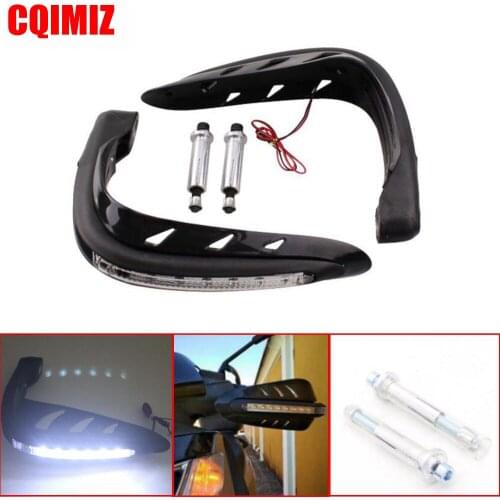Black Universal 7/8" 22mm Handlebar Motorcycle Handguard Hand Guards With LED Light For Motocross Dirtbike MX ATV