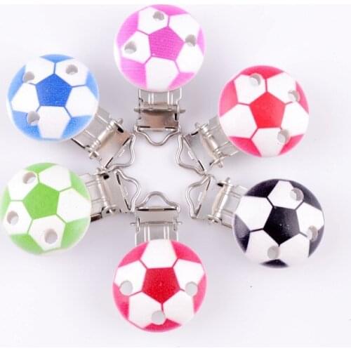 Free Shipping-10Pcs Metal Football Suspender Trousers Pacifier Clips With Plastic Wood Craft Sewing Tool 45x30mm J2013