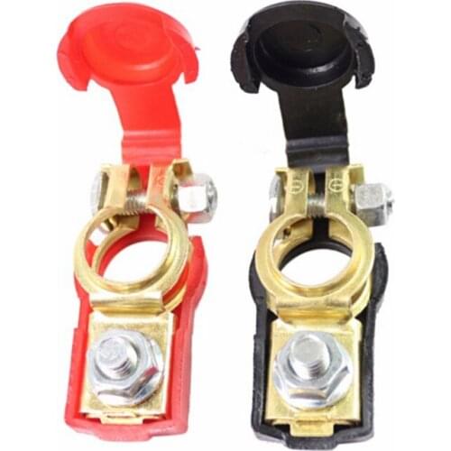 1 Pair Car 6V 12V Battery Terminal Connector Battery Quick Release Battery Terminals Clamps Cap Clips Copper Auto Truck Caravan