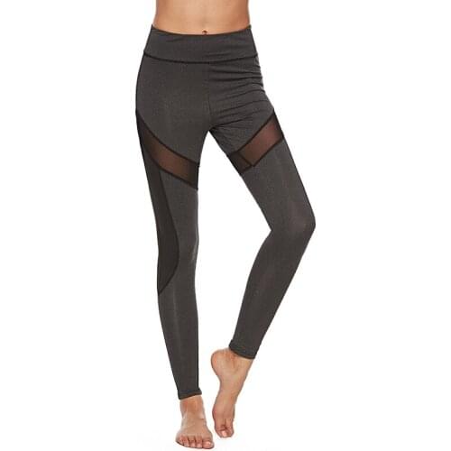 Women Yoga Pants Women Fashion Casual Sports Gothic Insert Mesh Design Pants Big Size Black Capris Sportswear New Fitness Pant