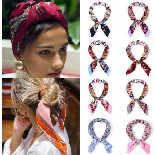 Women Multi-use Square Hair Scarf Floral Printed Headband Boho Summer Fashion Headscarf Headwraps Beach Turban Hair Accessories