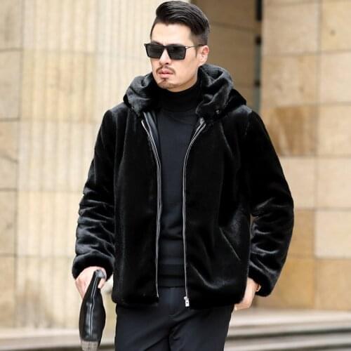 Winter velvet mink whole mink fur coat Fur coat mens short hat Business large size faux fur coat men jacket men fur coat men