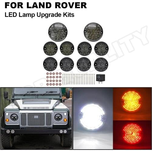 10Pcs LED Lamp Upgrade Kit For Land Rover Defender 90 110 Front+Rear Fog Lamp Reversing Light Side Indicator Light Tail Lamp