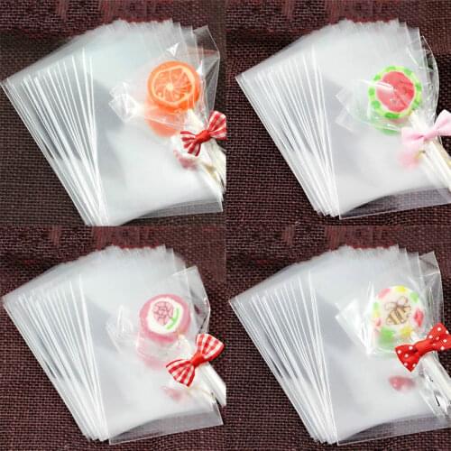 100 Pcs Candy Lollipop Flat Lollipop Bag Wedding Festive Party Supplies Open Top Transparent Gift package bag Opp material bag