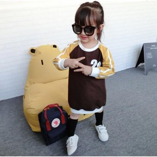 2 Colors Children Kids Cute Girls Dress 2020 New Spring Girl Dresses Kids Letter 23 Sport Clothes Children Patchwork Clothing