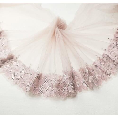 2Meters Exquisite Handmade DIY Embroidery Fabric One Side Lace Trim 24cm Wide Ribbon Bra Underwear Sofa Decoration