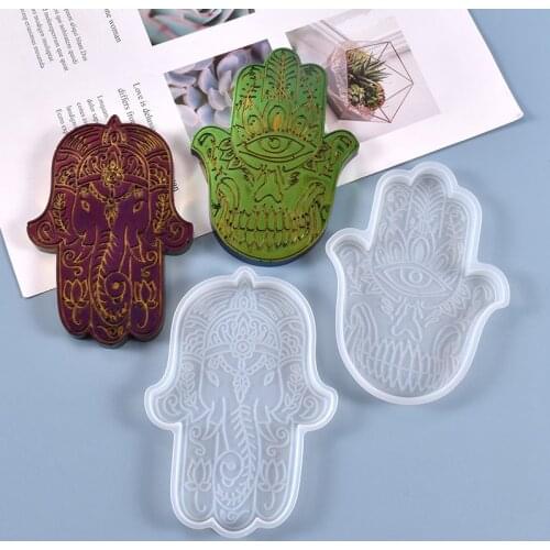 2 Types HAMSA Resin Molds Elephant Coaster Silicone Mould for DIY Epoxy Resin Cupmat Chakras Coasters Gift