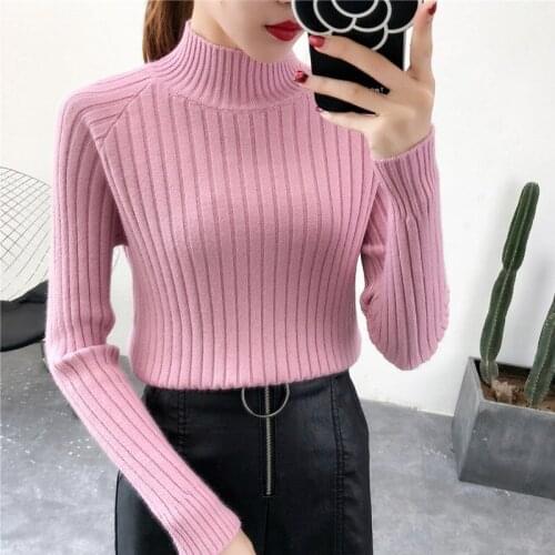 2019 Autumn Winter Thick Sweater Turn-down Collar High Elasticity Casual Pullovers Female Loose Turtleneck Knitted Women Sweater