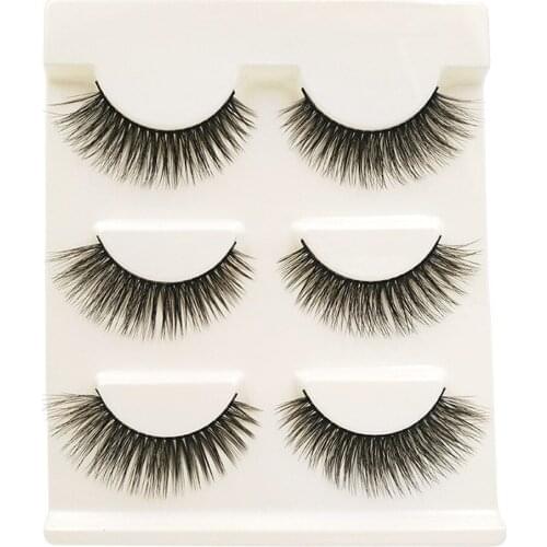 Makeup 3 Pairs 3D Natural Long Fake Eye Lashes Handmade Thick False Eyelashes Extensions Black Makeup Tool 2018 Oct17