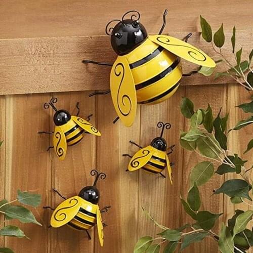 3D Bumblebee Metal Ornaments Insect Sculpture Models Decorations Garden Yard Patio Park Restaurant Cafe Bar Wall Art Decorations