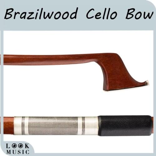 4/4 Cello Bow Stick Blank Brazilwood Round Stick Sheepskin Grip Bow Stick Unfished Cello Bow Stick