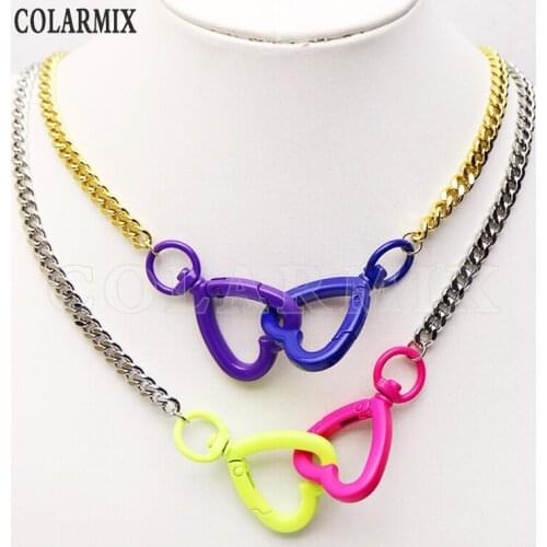4 Strand Hearts shape Pendant necklace for women fashion jewelry accessories Punk jewelry chain handmade Jewelry Necklace9808