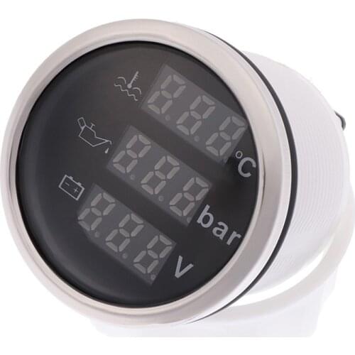 52mm 3 in 1 Multi-Function Digital Gauge Water Temp Oil Pressure Gauge Sensor With Alarm Fit For Car Boat Marine Motorcycle