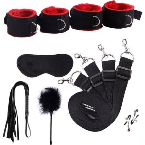 7Pcs 8Pcs Sex Toys For Woman Men BDSM Bondage Set Under Bed Erotic Restraint Handcuffs & Ankle Cuffs Adults Games for Couples