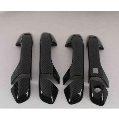 For KIA Sportage R 2018 standard spec 8PCS Car Door Handle Bowl Protector Cover Trim Moldings Carbon Fiber ABS Chrome
