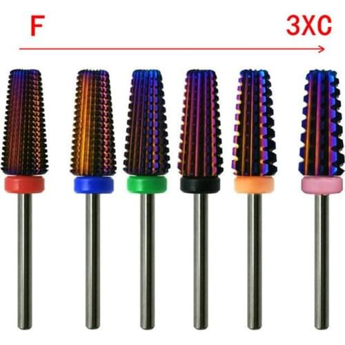 Nails Accessories Tool Purple Carbide Nail Drill Bit 5 in 1 Tapered Drills Milling Cutter for Manicure Remove Gel Acylics Tools