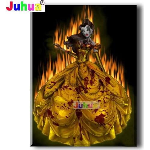New Arrival Full Square Round Drill Diamond Painting Fire Princess Collage 5D Handicraft Mosaic Embroidery Cartoon Girl Art