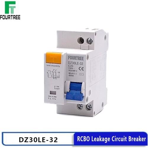 DZ30L DPNL 230V 1P+N Residual Current Circuit Breaker With Over&Short Current Leakage Protector RCBO MCB 6-32A Laser Printing