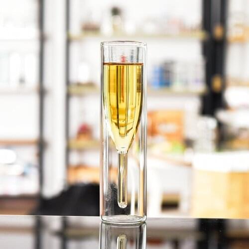 Champagne Glass Creative Transparent Double Glass Cocktail Glass Wine Glass Bar PersonalityCup Bubble Cup