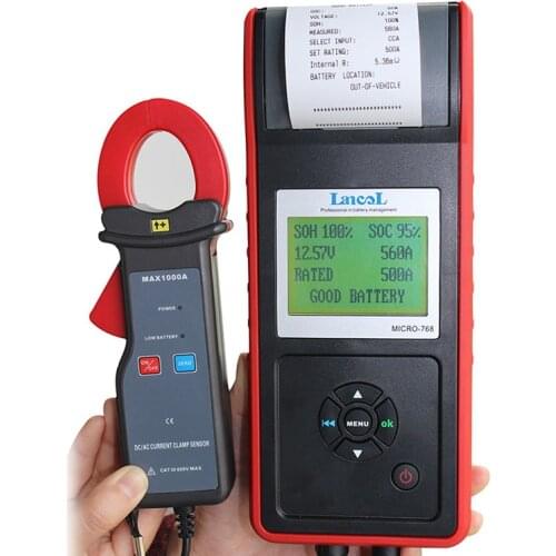 12V 24V digital battery capacity printer tester MICRO-768A with AMP Clamp