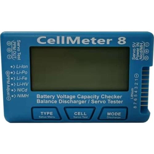 RC Digital Battery Capacity Checker Tester CellMeter 8 Lipo Battery Discharger Balancer RC Servo Tester LCD Backlight Updated Ve