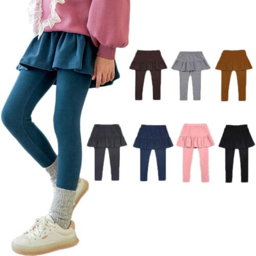 2021 Girls Skirt-leggings Fall Winter Children Skirts Pants Cotton Pants For Teenager Candy Color Baby School Sweatpants