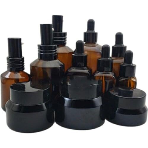 15g 30g 50g 10ml 25ml 35ml 55ml 100ml Cream Bottle Glass Emulsion Bottle Brown Empty Vial Cosmetic Containers Refillable Bottle