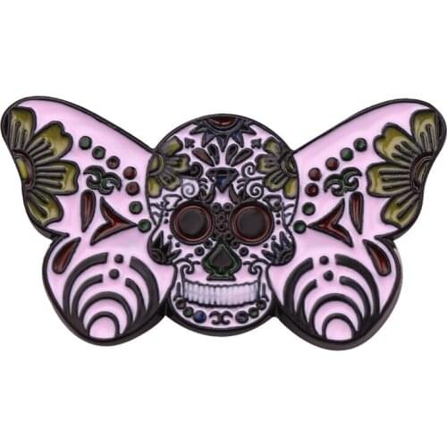 Gothic Butterfly Moth Skull Skeleton Enamel Brooch Pins Badge Lapel Pin Alloy Metal Fashion Jewelry Accessories Gifts